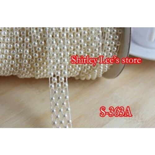 6 ROLLS (20 METERS/ROLL) X High Quality 1.5cm Beautiful FLAT BACK PEARL TRIM IN IVORY,SEWING CRAFTS BRIDAL EMS Free Shipping