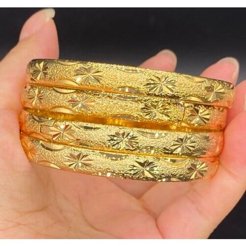 8mm Israel Bangles for Women Europe Indian Bracelets 24k Gold Ethiopian Middle East Wedding Jewelry Arabia African Hand Gifts
