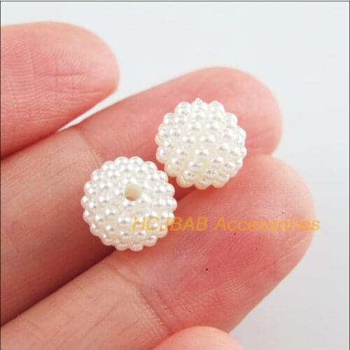 70Pcs White Acrylic Waxberry Ball Round Spacer Beads Charms 10mm