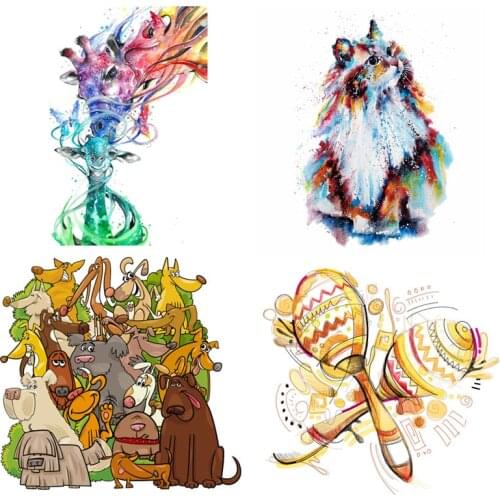 ZOTOONE Watercolor painting stickers for iron transfer clothes DIY accessory t-shirt dresses washable heat transfer H