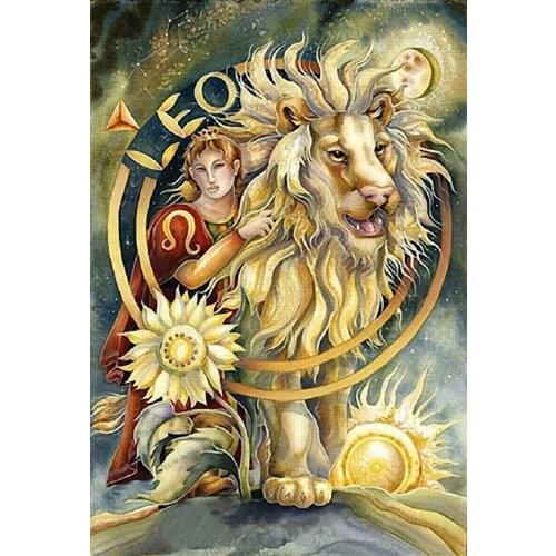 JMINE Div 5D Leo King Lion Galaxy Universe constellations Full Diamond Painting kits art Animal 3D paint by diamonds