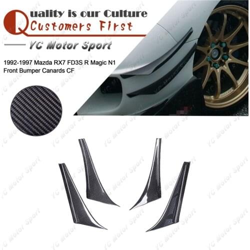 Car Accessories Carbon Fiber RM N1 Style Front Canards 4pcs Only Fit For 1992-1997 RX7 FD3S N1 Front Bumper