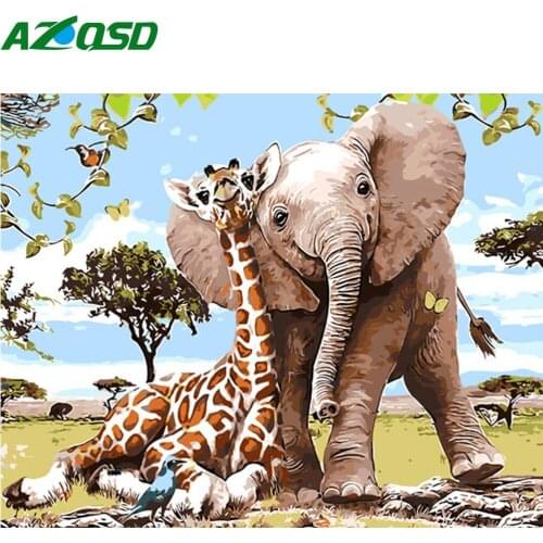 AZQSD Diy Paint By Numbers Elephant Canvas Art Pictures By Numbers Animals Wall Decor HandPainted Unique Gift For Children