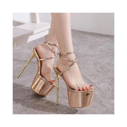 Walking Show Stripper Heels Shoes Woman Platforms High Heels 17CM Sandals Women Transparent Female Shoes Ladies Wedding Shoes