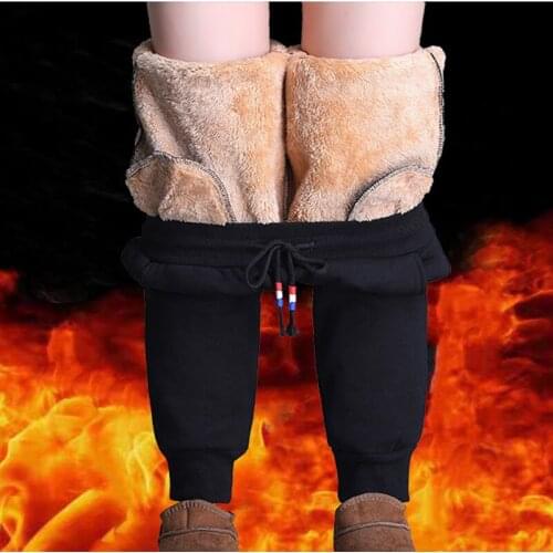Womens Pants 2020 Winter Thick Warm Fleece Pants Elastic Waist Casual ropa mujer Plus Size Black Trousers spodnie damskie