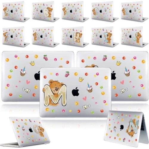 For Apple MACBOOK Air 11"13"/New Air 13"(Touch ID) A1932 A2179 , 2018 2020 - printed 26 bear/initials Laptop Shell cover case