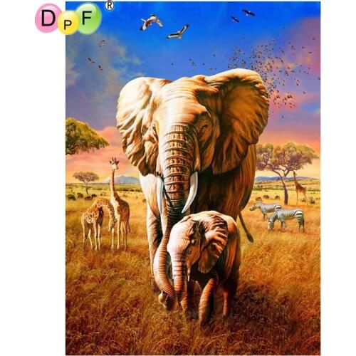 DPF Diamond painting Forest elephants Diamond Drawing crafts Needlework diamond Mosaic pasted Diamond embroidery wall painting