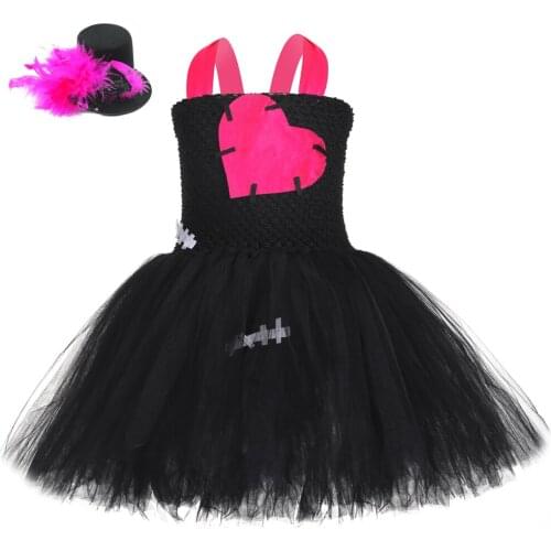 Evie Halloween Costumes for Girls Princess Tutu Dress with Hat Headwear Girl Kids Performance Dance Costume for Children 1-14Y