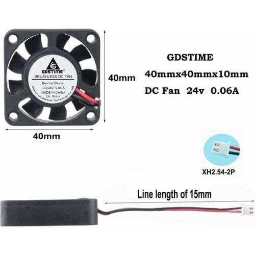 Gdstime 10 pcs 4010 DC 24V 2 Pin Brushless Cooling Fan 40mm Cooler 40x40x10mm Small Fan 4cm High Speed 9 Blades