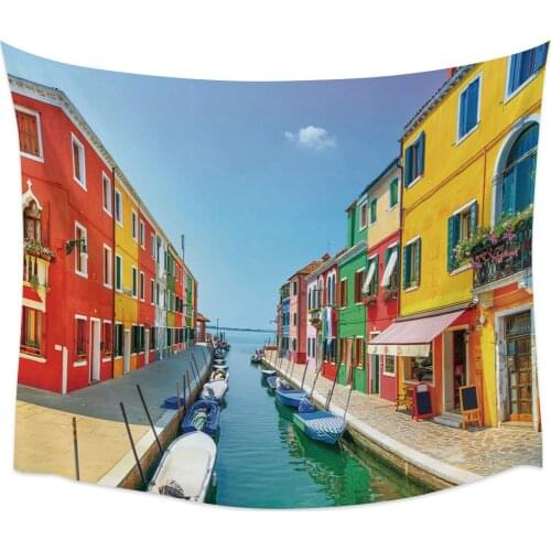 Italy Venice Water Street Wall Tapestry Cover Beach Towel Picnic Yoga Mat Home Decoration