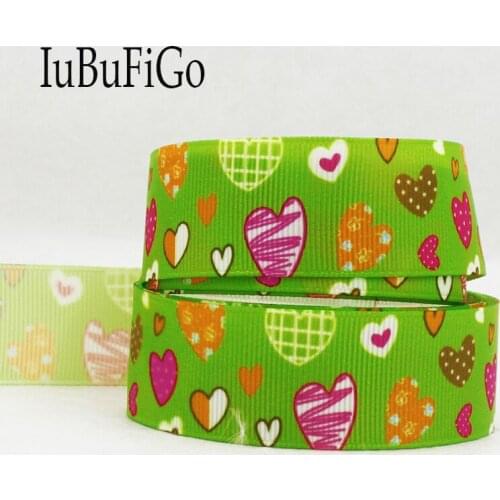 [IuBuFiGo] 1" 25mm Heart Printed Grosgrain ribbon Love ribbons 70 yards /roll OEM XZD-1863