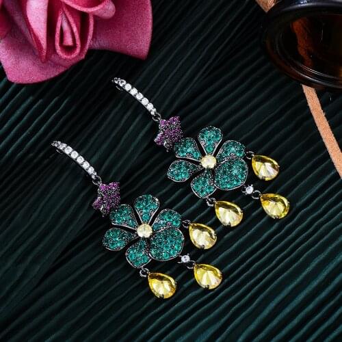 JIMBORA Women Girl Summer beach Drop Earrings Gorgeous Luxury Shiny Romantic for Party Jewelry Luxury eye-catching 2021 New