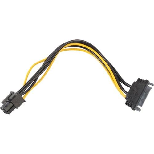 20CM SATA to 6pin Graphics Card Power Cable SATA 15pin to 6pin PCIe PCI-e PCI Express Adapter Power Supply for Miner Mining