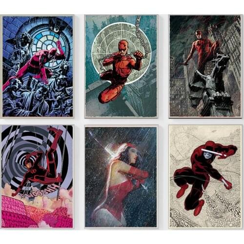 Superhero Poster Anime Canvas Painting Captain America Spider-Man Iron Man Photo Frame Painting Home Living Room Decoration