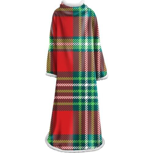 Classic Striped Coral Sleeve Blanket for Bedding or Sofa Travel Throw Sleeve Blanket Dropship