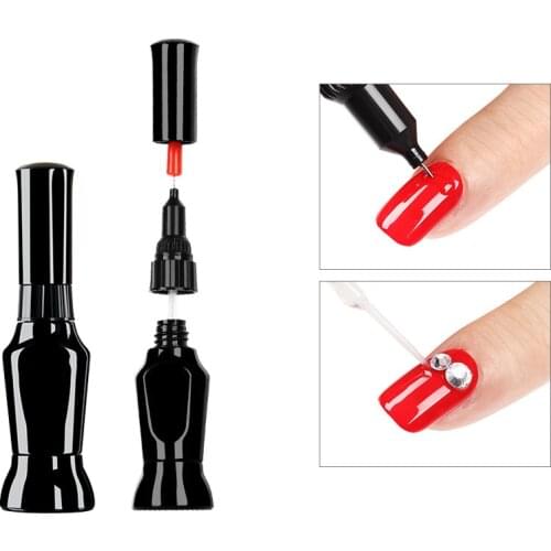 1 pcs 10ml Nail Art Sticky Diamond Glue UV Sealing Diamond Applique Jewelry Glue Needle Brush Dual Purpose Diamond Glue