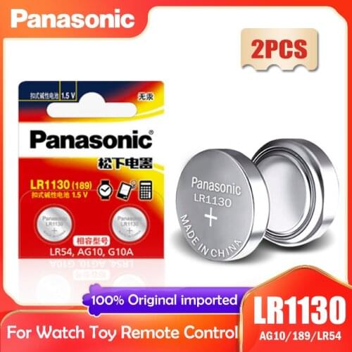 2PCS Panasonic LR1130 LR 1130 1.5V Button Cell Coin 189 AG10 V10GA L1131 SR1130W SR1130 389 LR54 SR54 Watch Alkaline Battery
