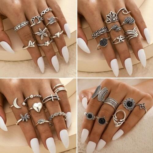 Fashion Jewelry Rings Set Hot Selling Metal Alloy Hollow Round Opening Women Finger Ring For Girl Lady Party Wedding Gifts