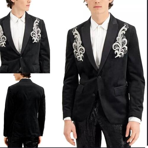 Handsome Wedding Men Tuxedos Peaked Lapel Applique High Quality Blazer Smart Casual Daily 1 Piece Suit