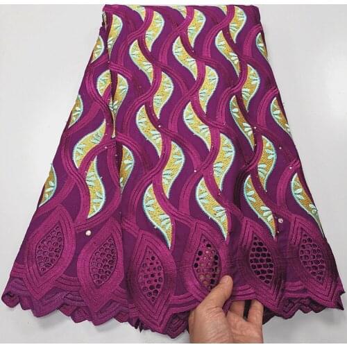 Hot Selling African 100% Cotton Lace Fabric 2021 Latest French Pure cotton Embroidery Net Lace Fabrics 5 Yards For Wedding A472