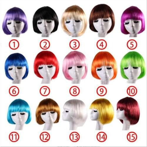 Masquerade Halloween Hair Cos Wig Set Short Straight Hair Wig Female For Your Beauty Party Show