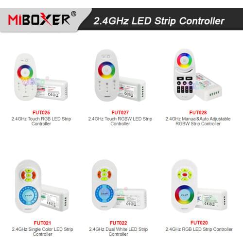 Miboxer 12V 24V 2.4G Single color/Dual White(CCT)/RGB /RGBW LED Strip Light Controller wireless Remote Lamp Tape dimmer Switch