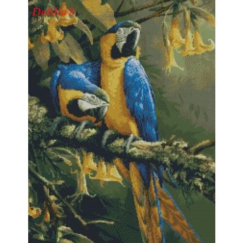 Forest Animal Parrot Needlework counted Arts Crafts Embroidery for DIY Cross Stitch Kits 14CT Unprinted Home Decor Handmade