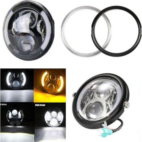 7" 60W Motorcycle Headlamp With DRL halo Led Headlight 7 Inch Trim Ring For Dyna ,Iron 883 Honda Yamaha KAWASAK