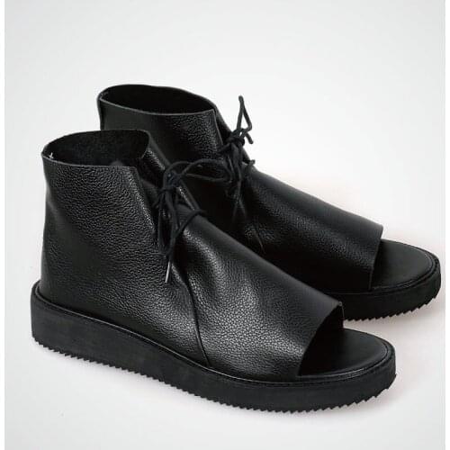 2020 New Vintage Platform Sandals Men Genuine Leather British Rome Sandals Mens Summer Casual Open Toe Shoes Beach Sandals Boots