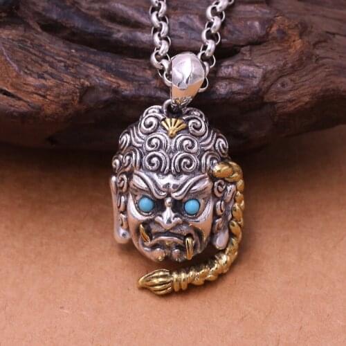 Factory Wholesale S925 Sterling Silver Jewelry Vintage Thai Silver Fashion Male Character Zodiac Patron Saint Pendant