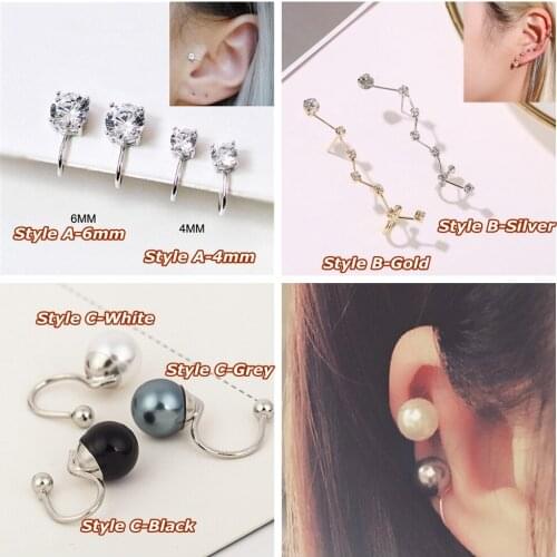 Earring Clip NO Piercing Crystal Rhinestone Ear Cuff Earrings For Women Wrap Stud Clip Earrings Girl Trendy Earrings Jewelry
