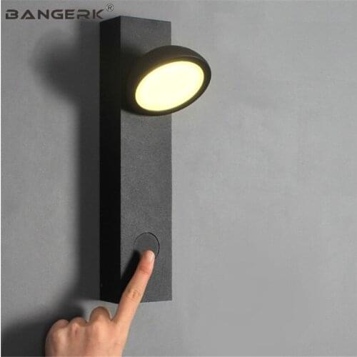 BANGERK Nordic Modern Switch LED Wall Lamp Loft Rotate Iron Sconce Wall Lights Bedroom Bedside Home Decor Lighting Fixtures
