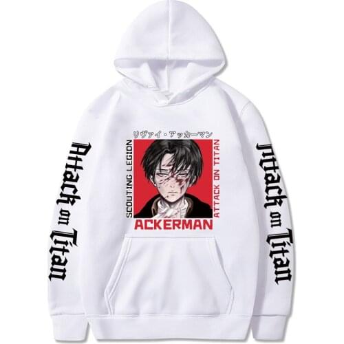 Harajuku Anime Attack On Titan Hoodies Men Cool Cartoon Sad Boy Rivaille Ackerman Fashion Casual Long Sleeve Sweatshirt Women