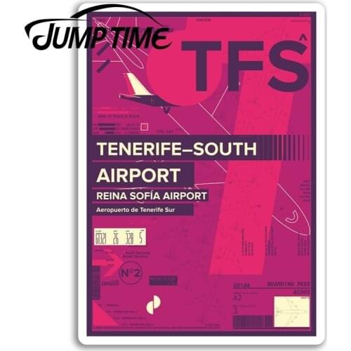 Jump Time for TFS Tenerife South Airport Vinyl Stickers Spain Travel Sticker Truck Window Bumper Decal Waterproof Accessories