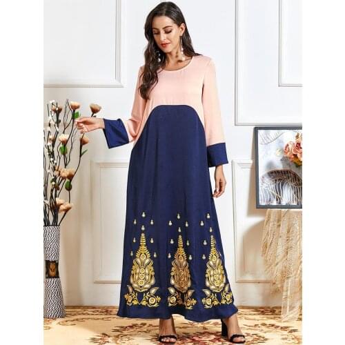 Vintage Muslim Arabic Dress Women Embroidery Long Sleeve Moroccan Kaftan Maxi Hijab Dresses Islamic ClothingDubai Abaya Vestidos