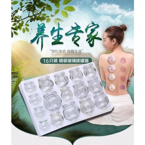 High Quality 16 Pcs Acupuncture Masssage Glass Cupping Set Explosion-proof Vacuum Glass Cupping Suction Weight Loss Cup