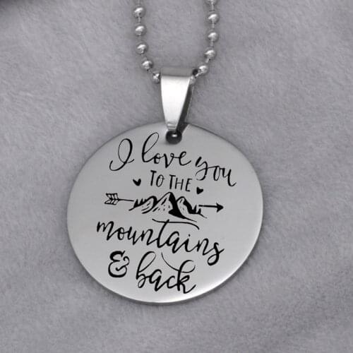 I love you to them montains and back stainless steel jewelry family gift Customed picture necklaceN431