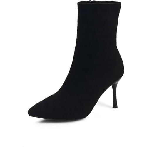 Female High-Heeled Boots New Women High Heel Booties Large Fashion Young Ladies 8 cm Ankle Boots Winter Vanny Factory Store