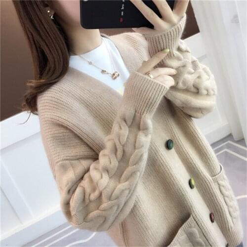Cardigan Women Sweater 2020 Autumn Winter V-Neck Single Breasted Warm Clothes Pull Femme Hiver Casual Loose Cardigan