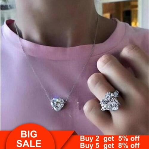 Lovers Promise ring Real 925 Sterling silver Heart cut 12mm AAAAA cz Engagement Wedding Band Rings for women Bridal Fine Jewelry