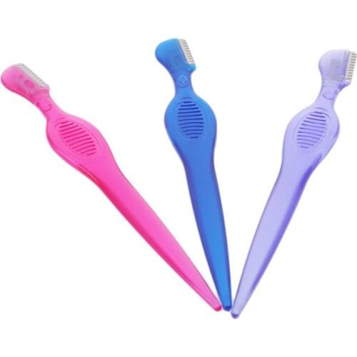 1PC Multicolor Optional Plastic Handle Eyebrow Shaping Knife Mini Eyebrow Trimmer Light Portable Eyebrow Care Tool