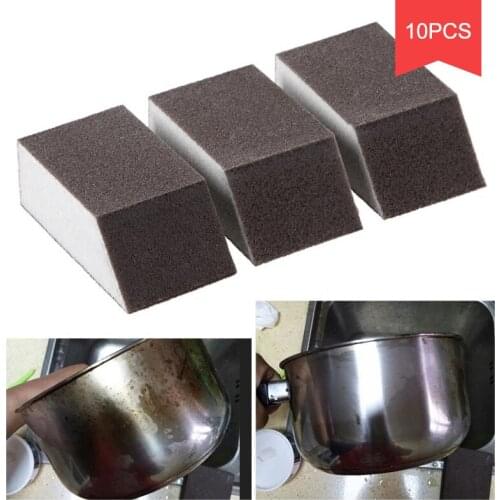10pcs/lot Wholesale Silicon Carbide Sponge Kitchen Cleaning Brush Wipes Away Dirt and Rust Brushes