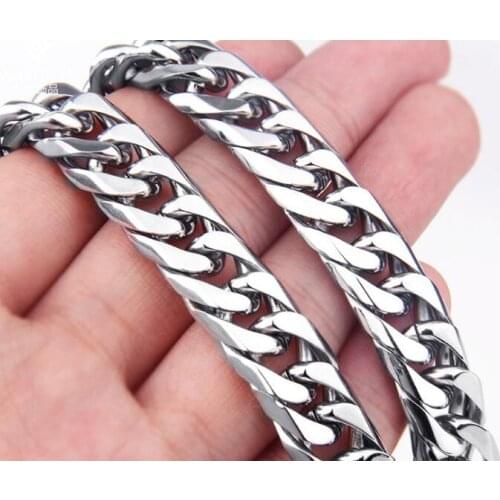 18inch - 36 inch choose Stainless Steel Fashion High Quality Curb Link-Chain Necklace 12mm wide