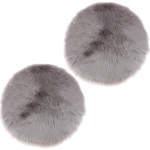 2 Pcs Round Shaggy Rugs Soft Living Room Bedroom Rug Mat Gray