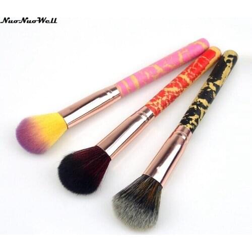 2pcs Foundation Portable Blusher Brush Cream Kit Pincel Maquiagem Professional Printed Wooden Handle Makeup Loose Powder Brushes