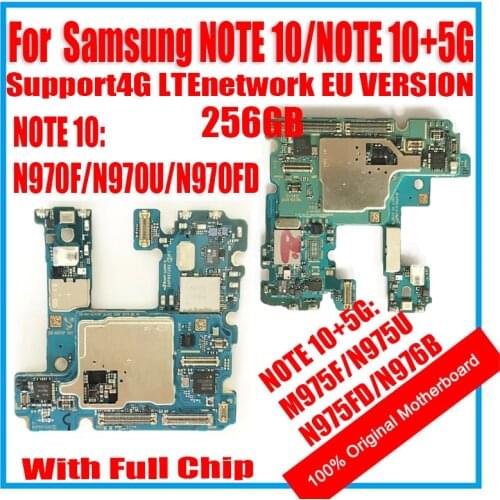 256GB Unlocked logic board For Samsung Galaxy NOTE 10+ N975F N975U N976B Note 10 N970FD N970U full chips Motherboard EU Version