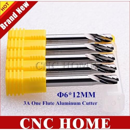 5pcs 6x12mm Single Flute Aluminum Mill, Import Tungsten Carbide Tools, Router Bit CNC Milling Cutters in Speedy Cutting Aluminum