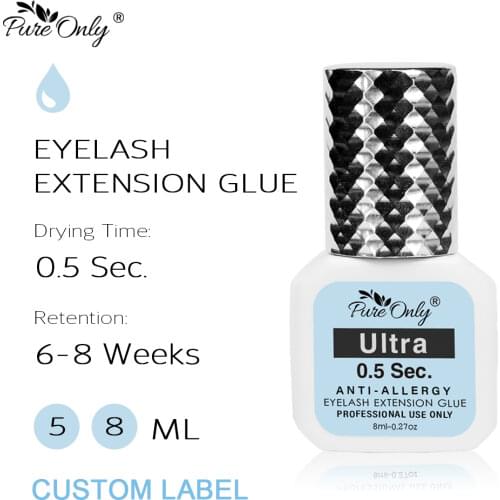 New 8ml Eyelash Extension Glue 0.5 Second Fast Drying Lashes Glue Private Label False Eyelashes Black Strong Adhesive Long Last