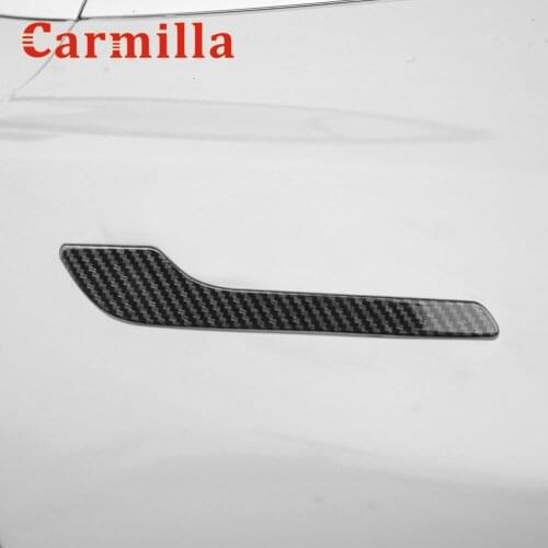 Carmilla Car Accessories Exterior Modification Door Handle Cover Trim Strip for Tesla Model 3 Door Decoration Stickers 4pcs/set