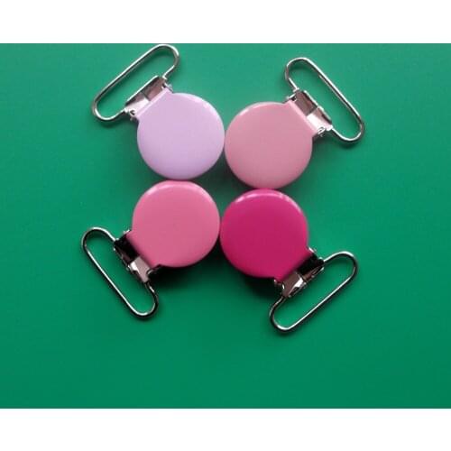 Free Shipping!1000pcs Clips For Suspenders,1" Round Metal Pacifier Clips,Enamel Suspender Clip With Plastic Teeth,Mix 21 Colors